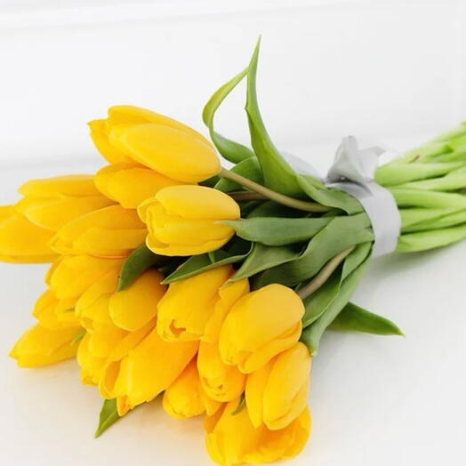 Women s day  bouquet yellow tulips