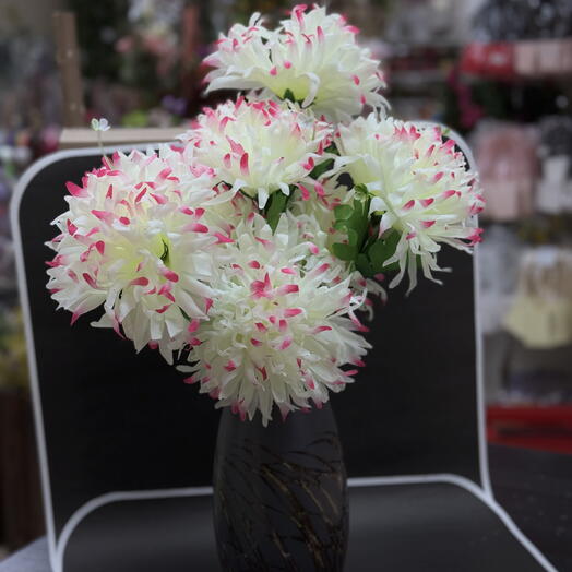 Хризантема белая искусственная 1 ветка 7 голов