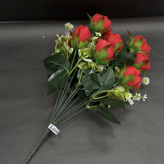 Камелия красная искусственная 1 ветка 12 голов