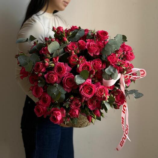 Кашпо с кустовыми розами, размер M