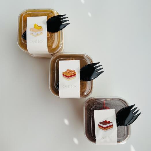 Ассорти CAKE BOX (персик-рис-молочный улун, лотус-малина, вишня-чили-шоколад)