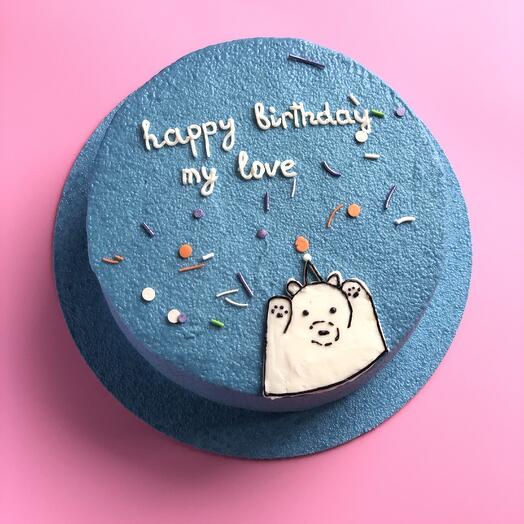 Торт на 1 кг с надписью «happy birthday» и мишкой