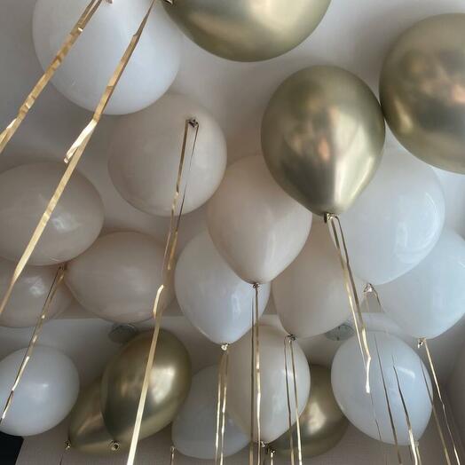 Для коллеги - Элегантность Золотого Ассорти - Набор из 20 шаров под потолок на золотом дождике