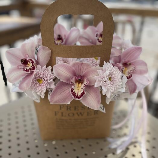 Сумочка с розовой орхидеей 🌸