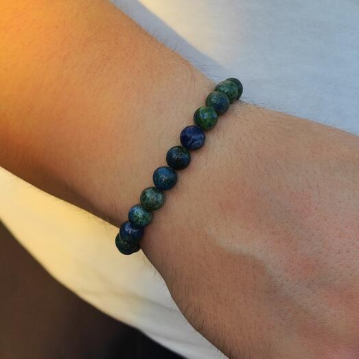 Мужской браслет из азурита