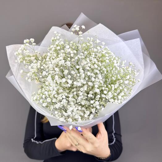 Mono bouquet of snow-white gypsophila