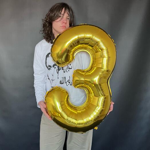 Шар Цифра 3 Золото