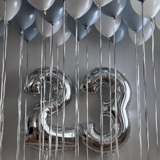 Микс бело-голубой с цифрами