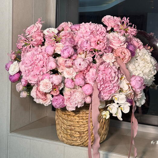 Peony in a basket