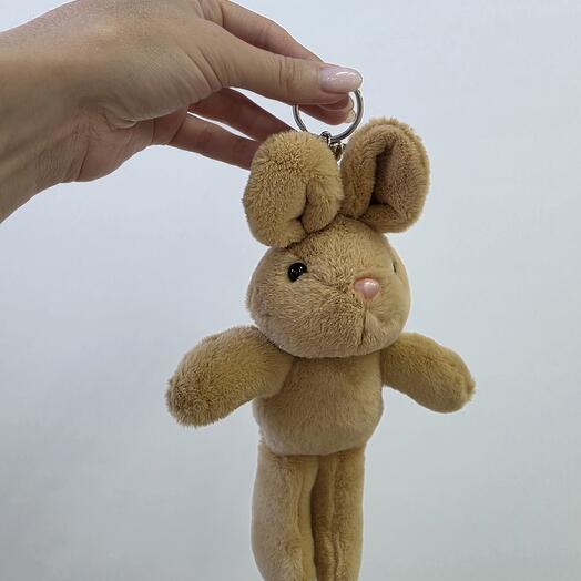Игрушка - брелок плюшевый зайка бежевый