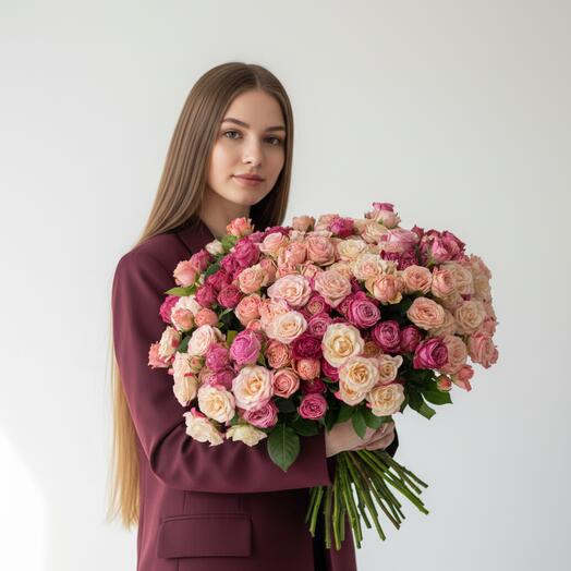Монобукет 51 кустовая роза