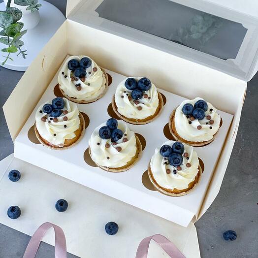 Капкейки с голубикой, 6 штук