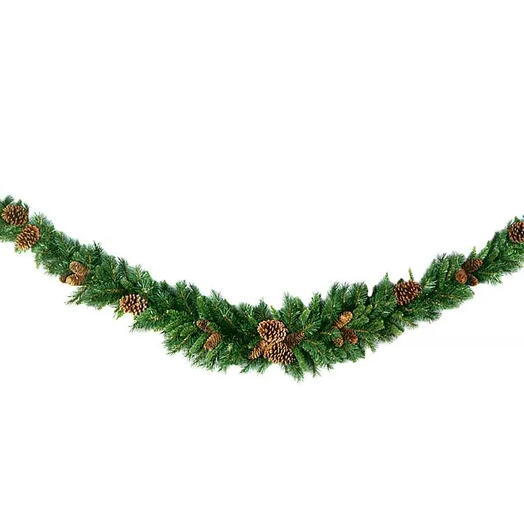 Гирлянда хвойная "Сваг" с ШИШКАМИ, хвоя - PVC, 270х36 см, National Tree Company