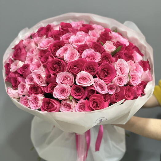 101 роза в нежных оттенках 🌸 WOW букет