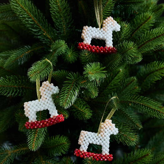 Набор новогодних игрушек на ёлку «Лошадки» из бусин