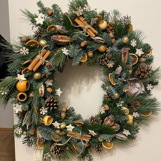 Рождественский венок натуральные украшения
