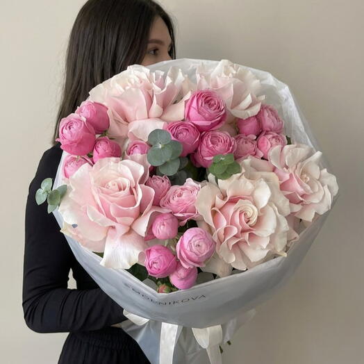 Нежнейший букет роз 🌸,кустовые пионовидные и французские розы 🌸