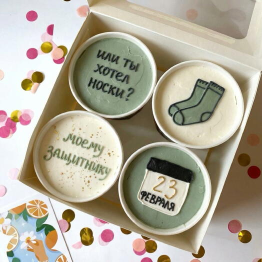 Набор тортов в стакане 4 шт cake to go на 23 февраля мужу парню