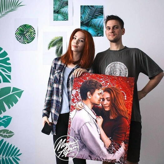 Электронный подарочный сертификат на создание портрета по фотографии 50*70, 2 лица