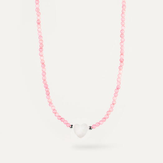 Чокер ожерелье Рута Перламутр и Розовый коралл Rh+ 40 см (CHO1017)