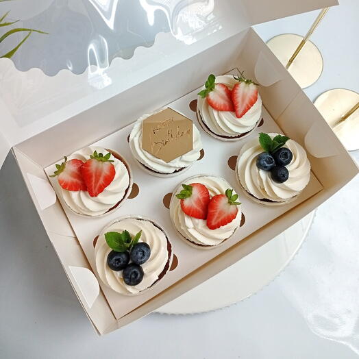 6pcs Birthday Cupcakes