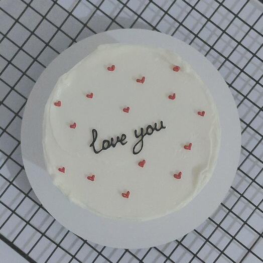 Бенто торт Love you с сердечками белый