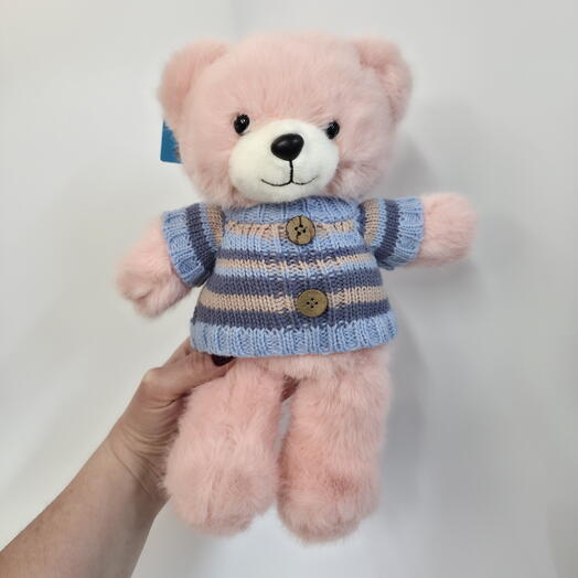 Нежно розовый мишутка в вязаном свитерке🐻
