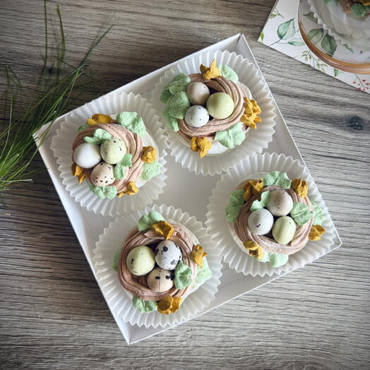 Сладкие гнезда на праздник Пасхи для украшения куличей