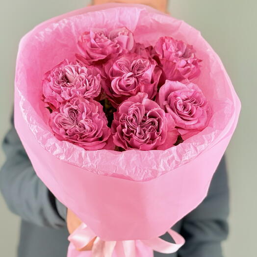 7 сиреневых пионовидных роз💜