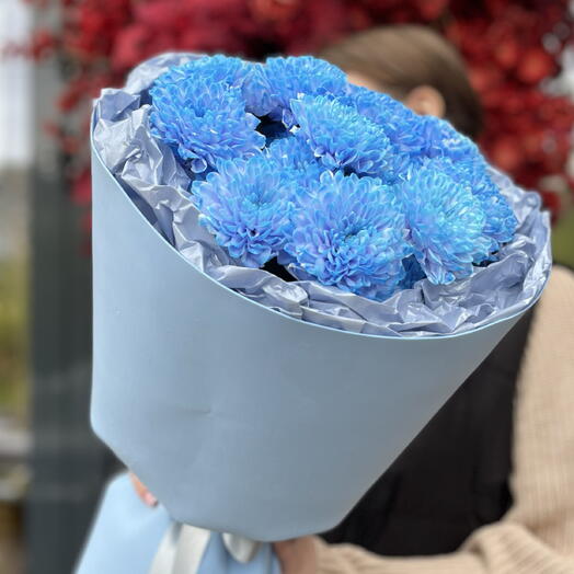 Букет синих кустовых хризантем 💙