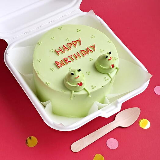 Бенто торт Happy birthday с лягушками
