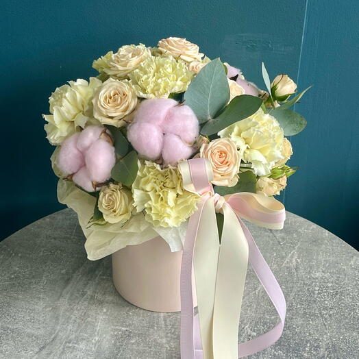 Цветы в коробке с хлопком🌼