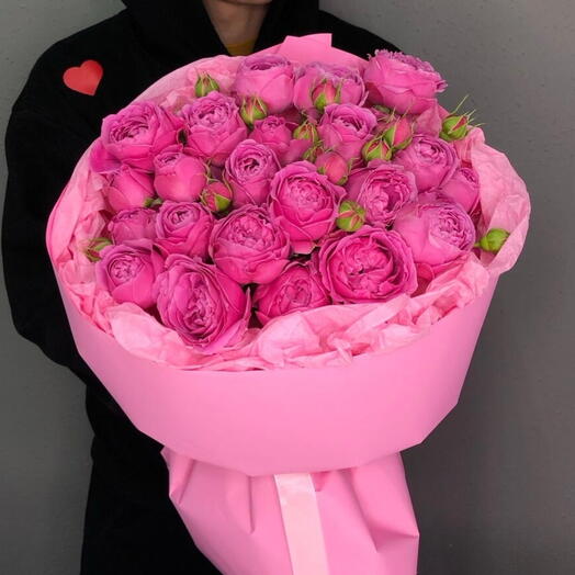 Букет Кустовых пионовидных роз яркий на подарок любимой маме💞