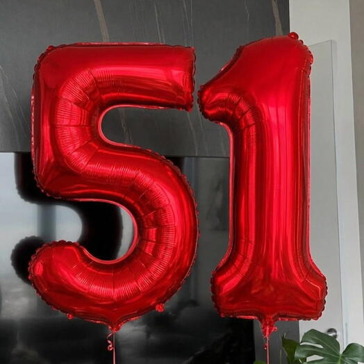 Воздушные шары цифра «51» с гелием
