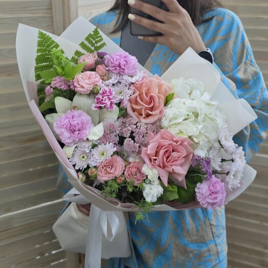 Изысканный букет из французских роз, лилии и гортензии💐