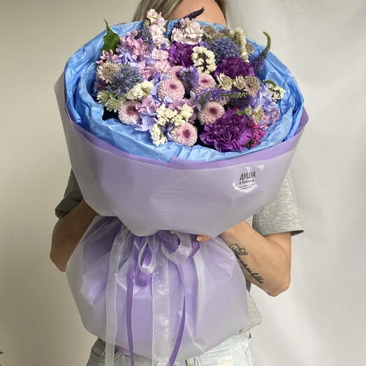 Букет-комплимент сиреневый «Цветочный микс»💐