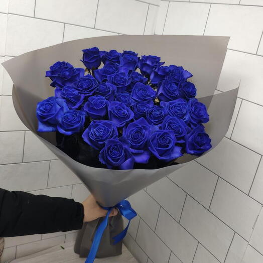 Синие розы 25 штук