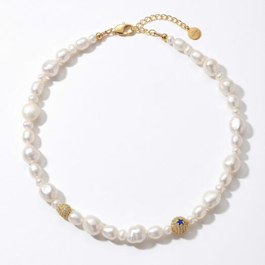 КОЛЬЕ PEARL + STAR gold color
