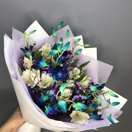 Волшебный букет нежных альстромерий с необычными орхидеями🌸🌺🪷🌸🌺