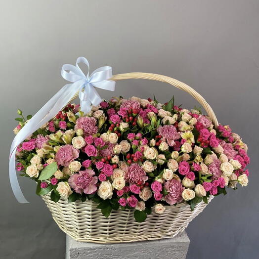 Basket of mixed flowers