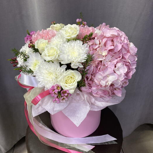 Шляпная коробка с гортензией💐