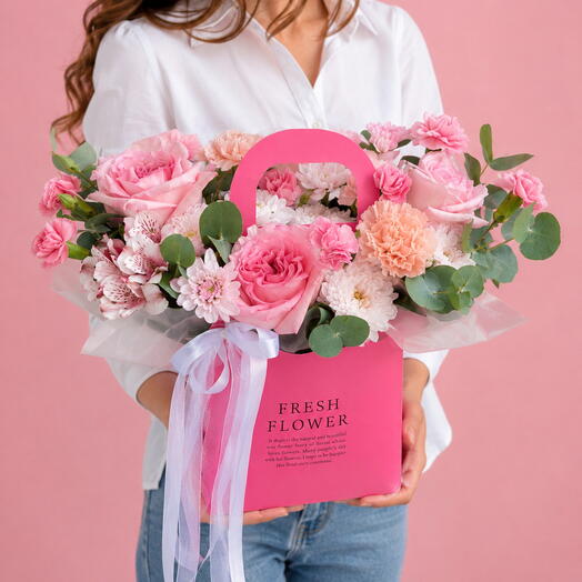 Pink secret💓 композиция в нежных оттенках с пионовидной розой