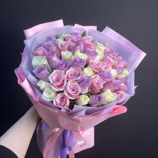 Розовый микс из 51 кенийской розы