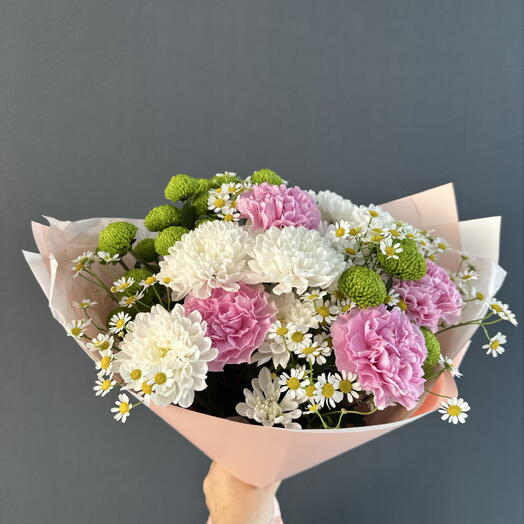 Букет с хризантемой и диантусом🌸
