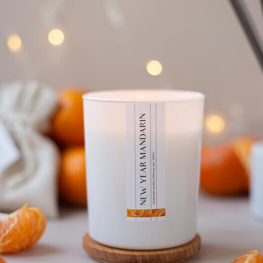 Aroma candle "Mandarin" / Mandarin / 200 ml. in a glass / soy wax / AESTHETE home / February 14, March 8