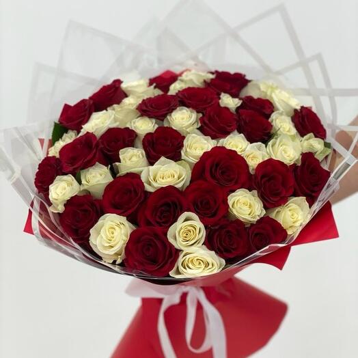 51 красно-белая роза