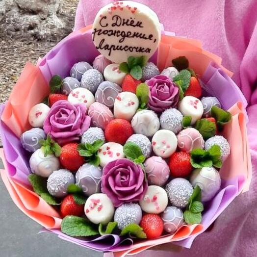 Фруктовый букет "Лаванда с зефирными цветами" 900 гр