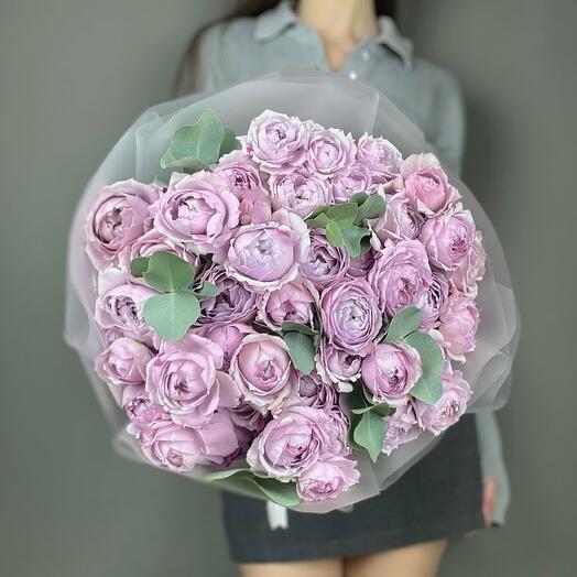 Bushy Peony Rose Lavender Bubbles 15 pcs