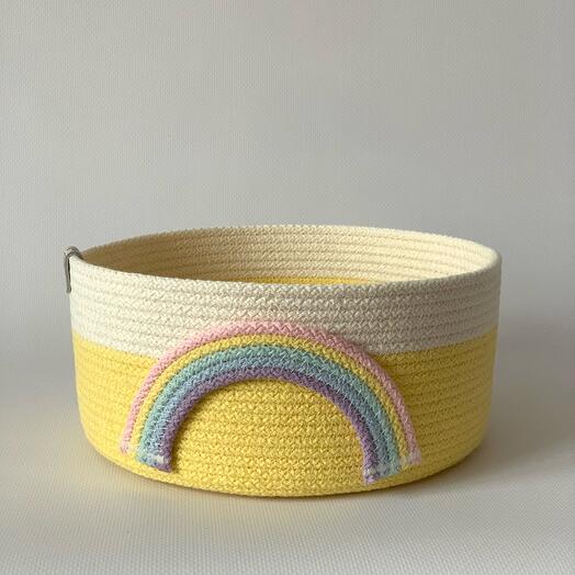 Cesta de almacenamiento amarillo, colección infantil"arco iris"