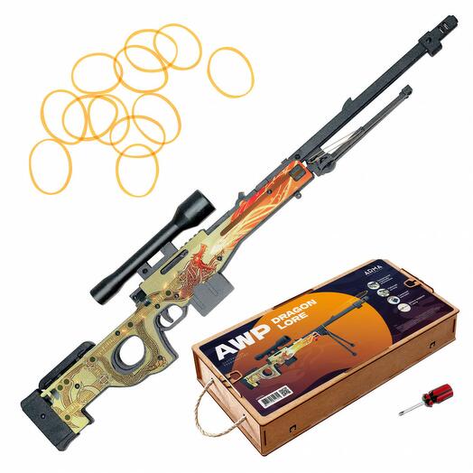 Деревянная винтовка AWP Dragon lore (История о драконе) из CS GO, длина 1 метр